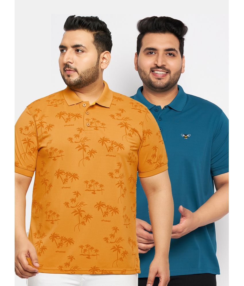     			Auxamis Pack of 2 Cotton Blend Regular Fit Printed Half Sleeves Men's Polo T Shirt ( Mustard )