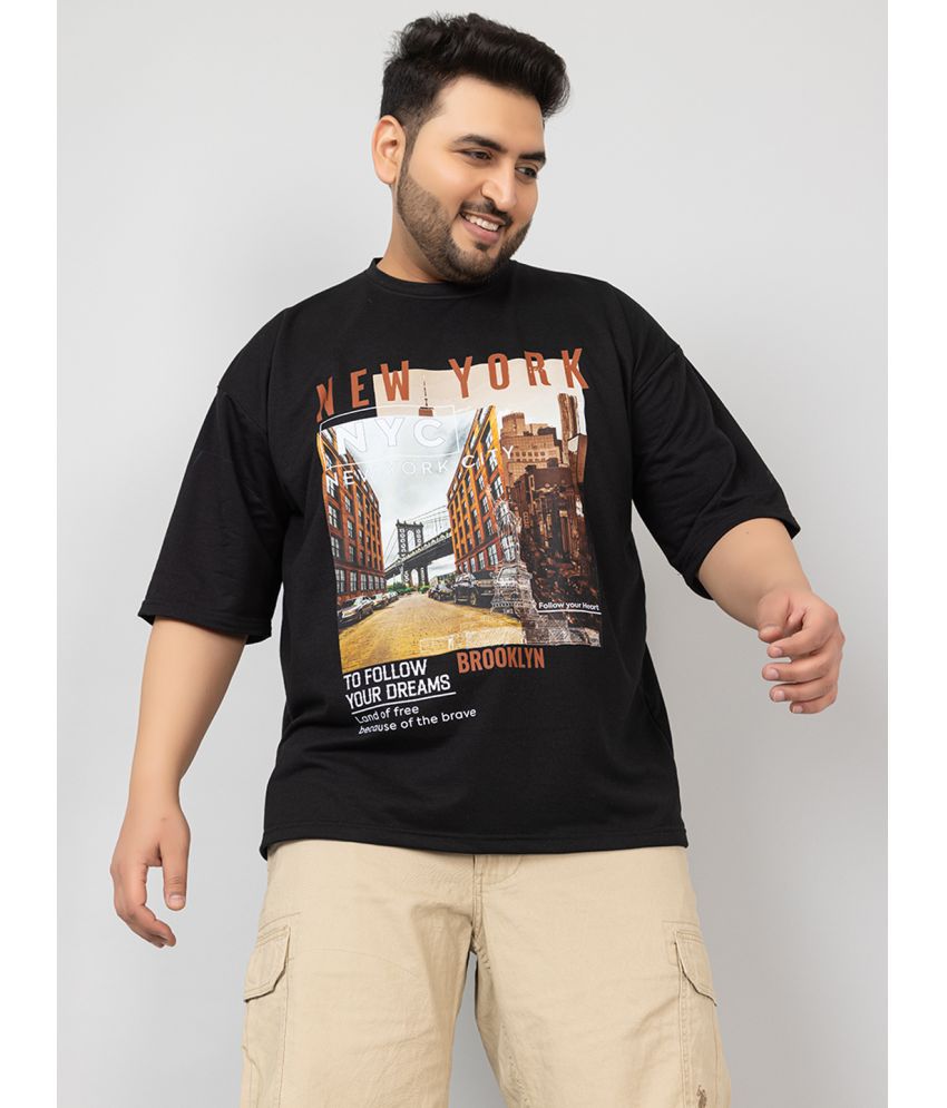     			Chkokko Cotton Blend Oversized Fit Printed Half Sleeves Men's T-Shirt - Black ( Pack of 1 )