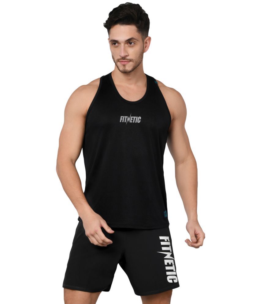     			Pack of 1 FITNETIC Polyester Men's Vest ( Black )