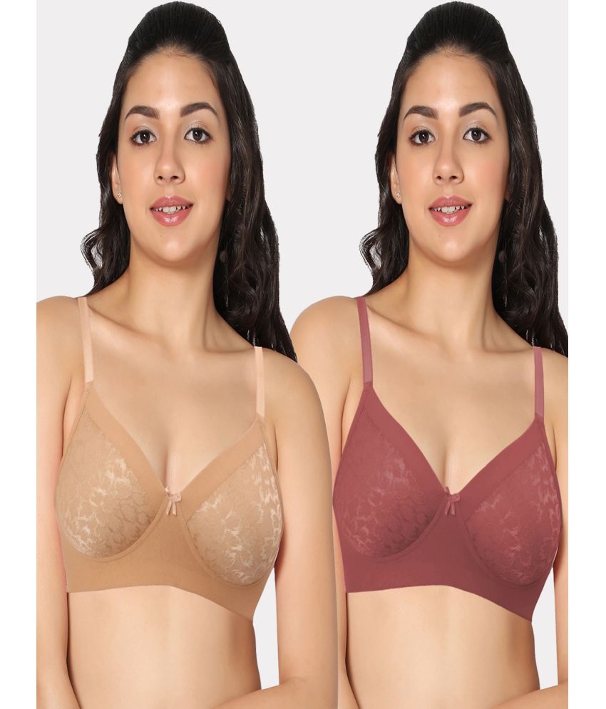     			IN CARE LINGERIE Pack of 2 Polyester Women's Push Up Bra ( Multicolor ) ICPD-11 (B) in Multi Color Full Coverage, Push-up Bra and Non-Wired seamless cups