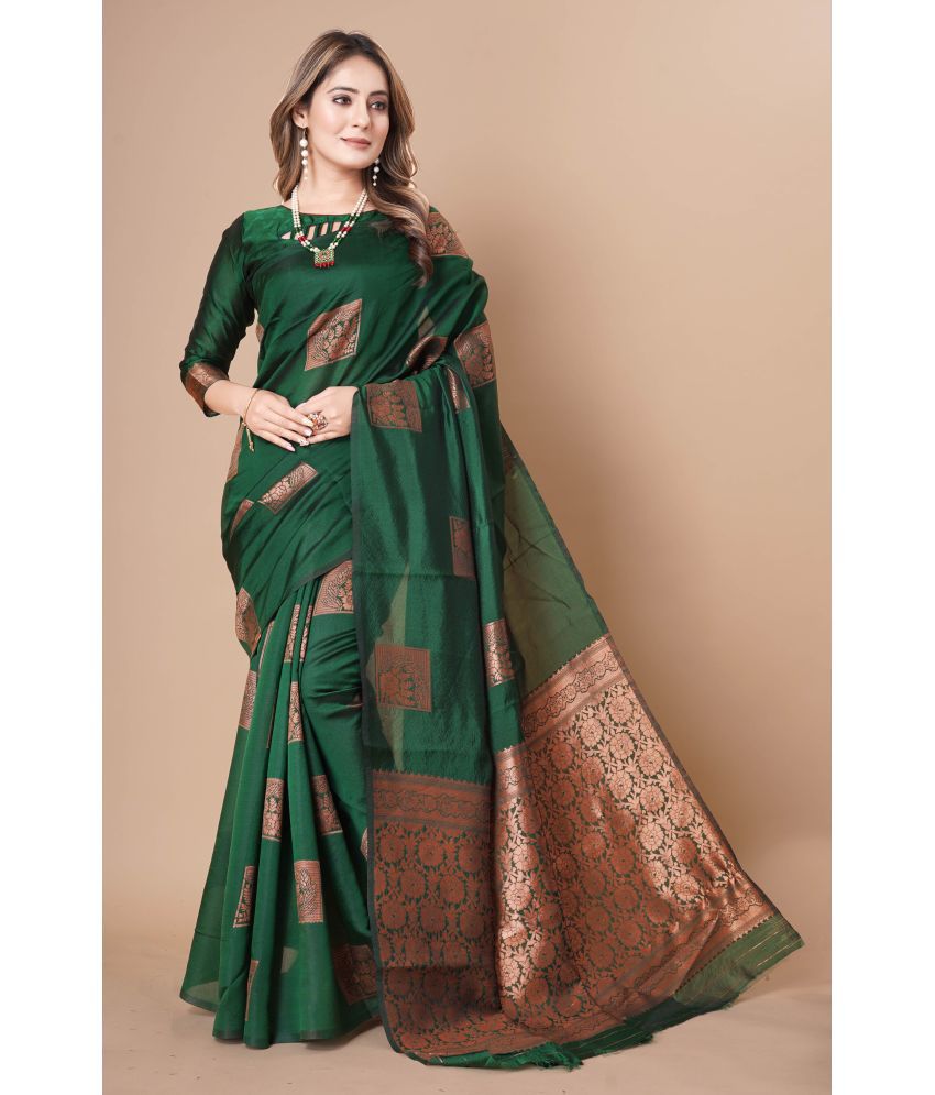     			KALIPATRA Banarasi Silk Woven Saree With Blouse Piece - Green ( Pack of 1 )