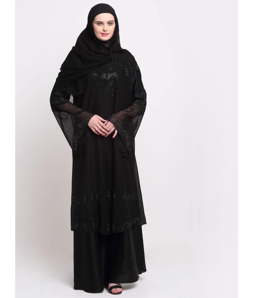     			Klotthe Black Polyester Unstitched Burqas without Hijab - Single