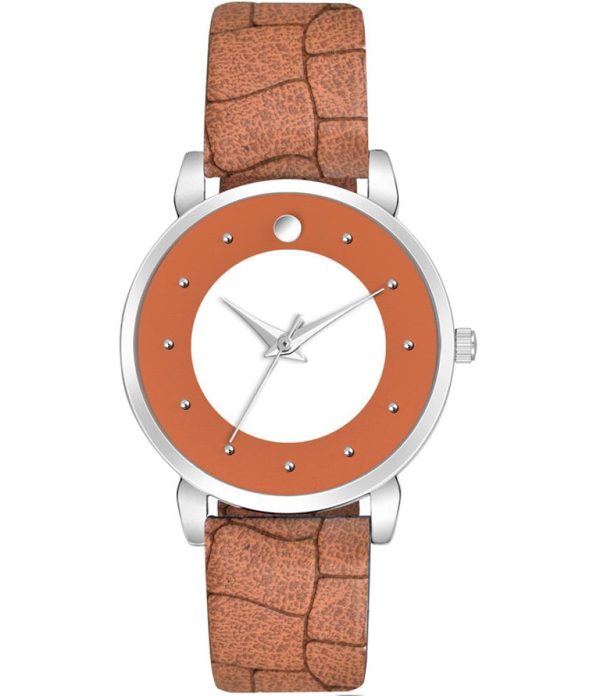     			Loretta Brown Leather Analog Womens Watch