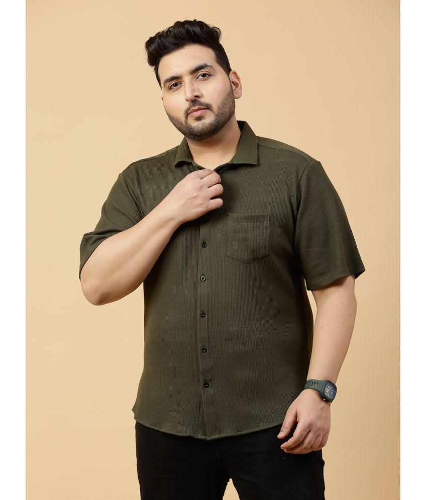     			Rigo Cotton Blend Slim Fit Self Design Half Sleeves Men's Casual Shirt - Olive ( Pack of 1 )