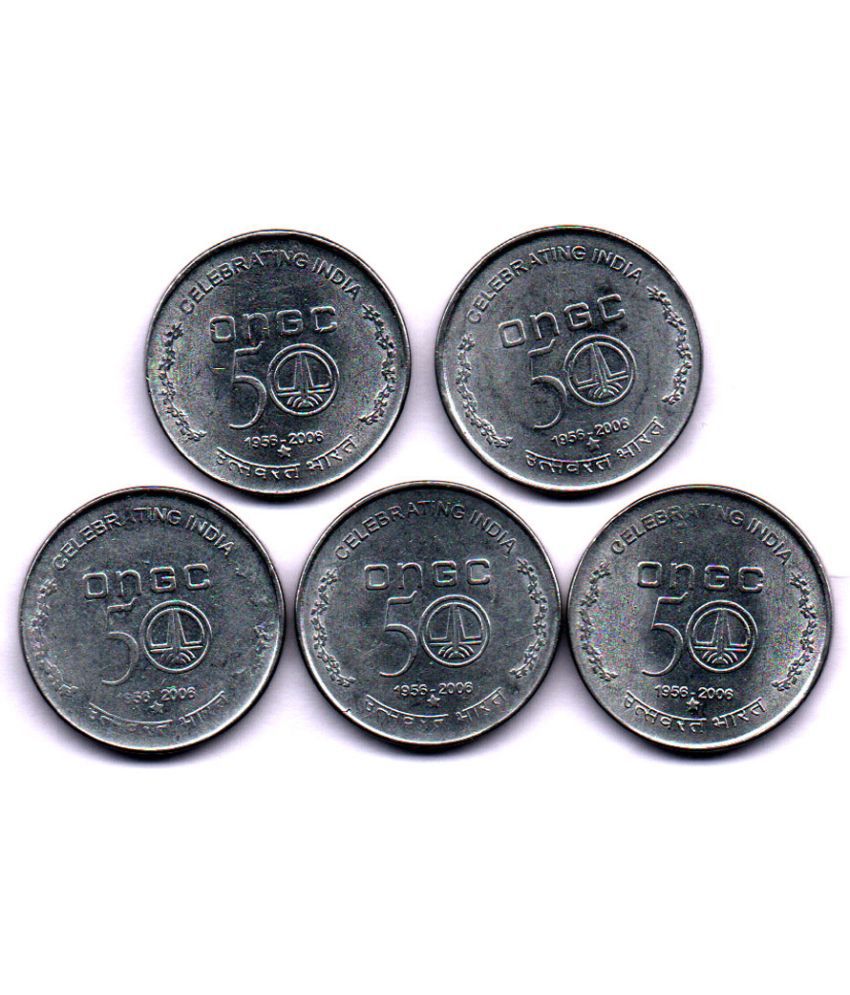     			5  /  FIVE  RS / RUPEE  STEEL ONGC  VERY RARE HYDERABAD MINT   (5 PCS)  COMMEMORATIVE COLLECTIBLE- EXTRA FINE