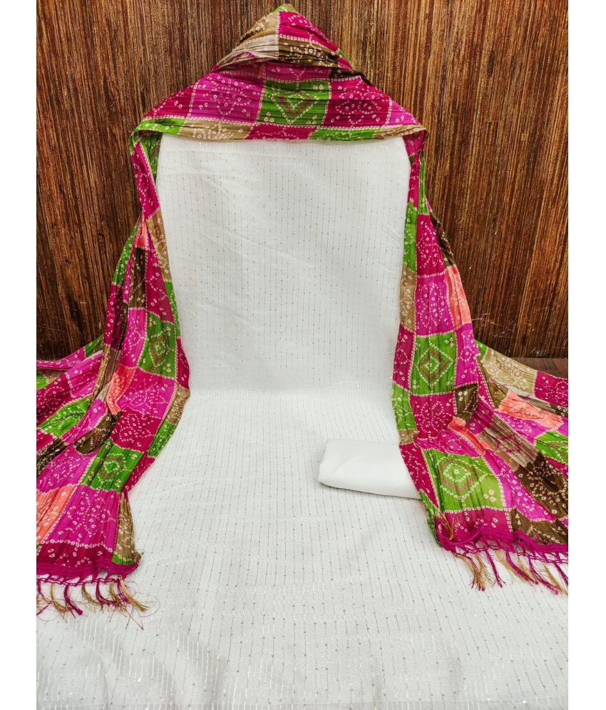     			ALSHOP Unstitched Chanderi Embellished Dress Material - Pink ( Pack of 1 )