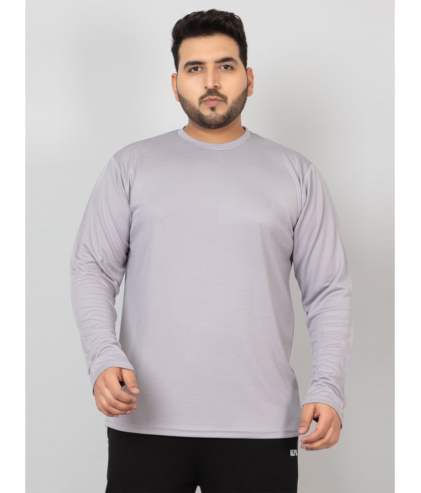     			Chkokko Polyester Regular Fit Solid Full Sleeves Men's T-Shirt - Grey ( Pack of 1 )