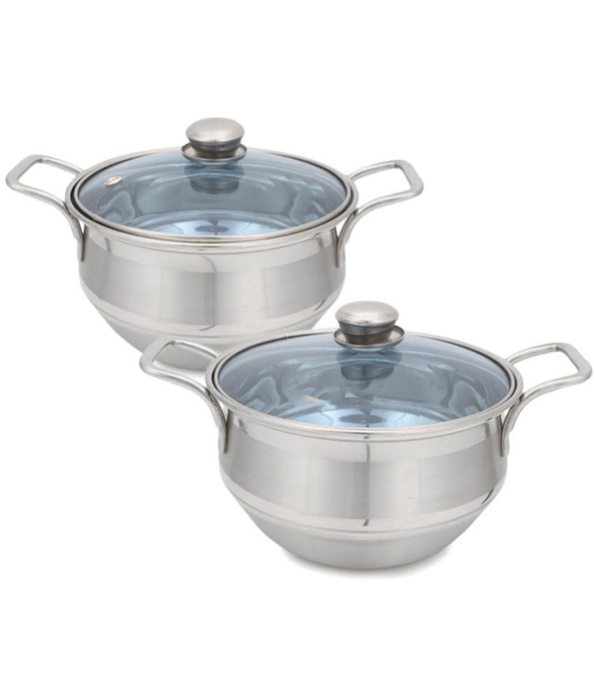     			HOMETALES Stainless Steel No Coating Pot Set ( Pack of 2 )