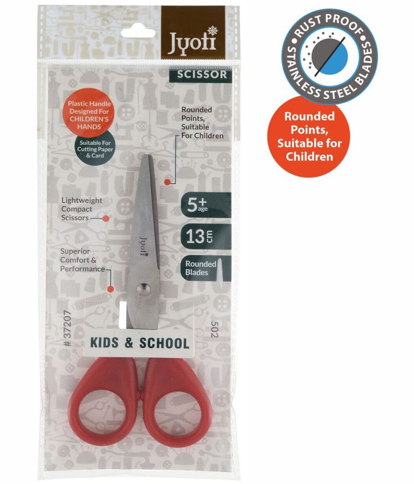     			Jyoti Scissor for Kids & School Use - 502 (5 Inch) Stainless Steel Blades with Plastic Handle - Pack of 3