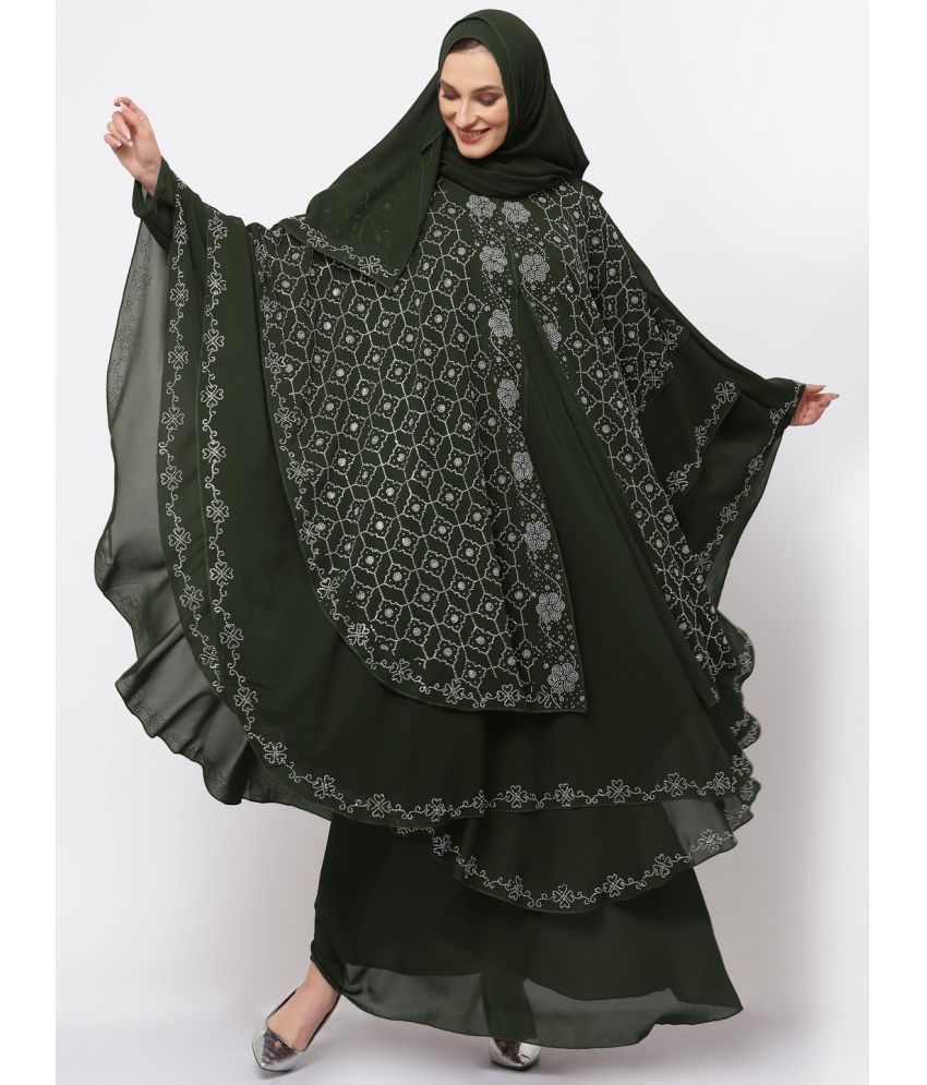     			Klotthe Green Polyester Unstitched Burqas without Hijab - Single