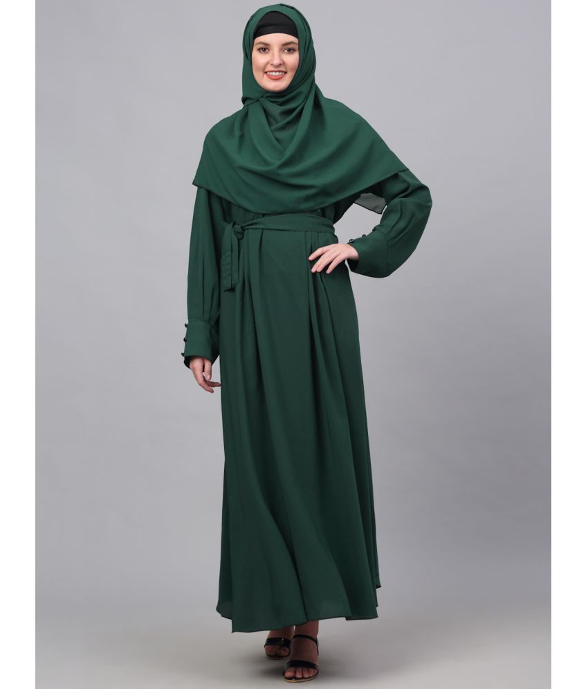     			Klotthe Green Polyester Unstitched Burqas without Hijab - Single