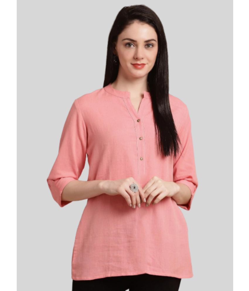     			PPTHEFASHIONHUB Rayon Solid Straight Women's Kurti - Peach ( Pack of 1 )