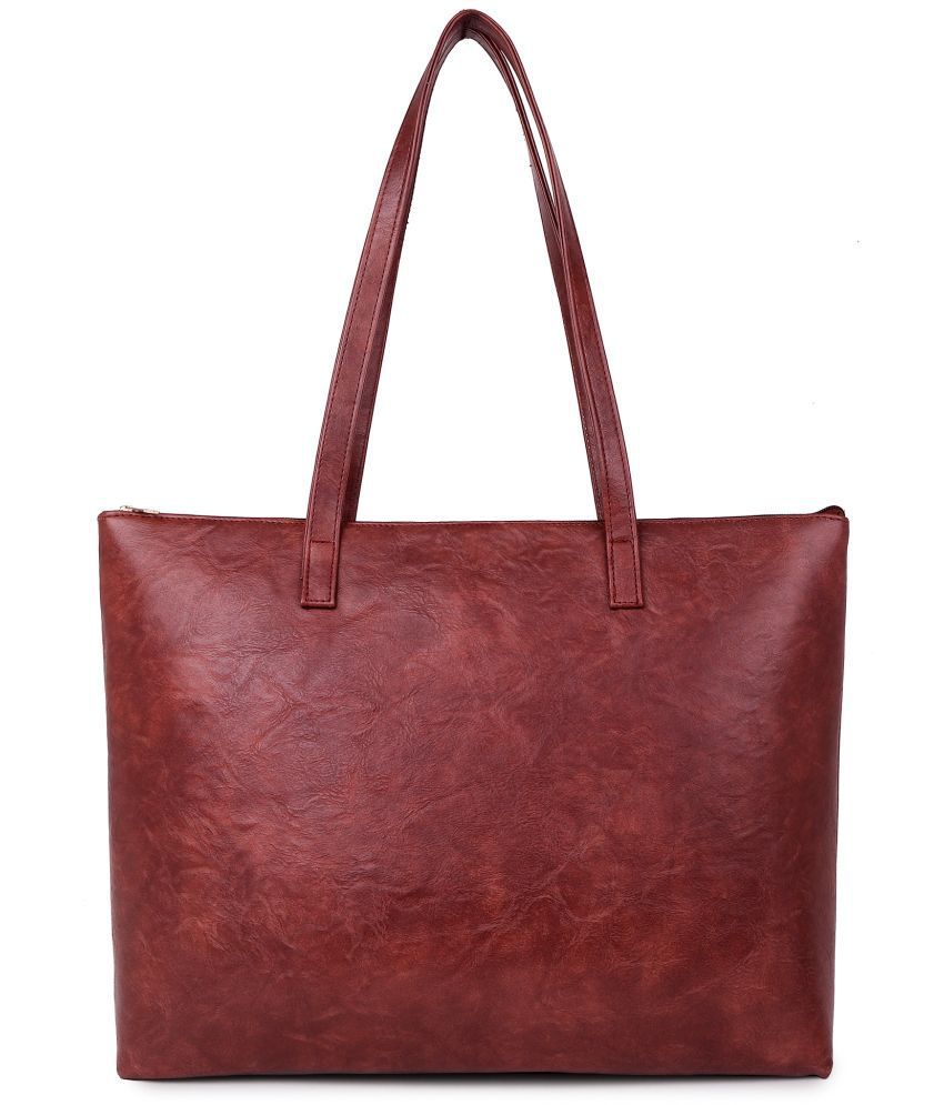     			Style Smith Rust Faux Leather Tote Bag
