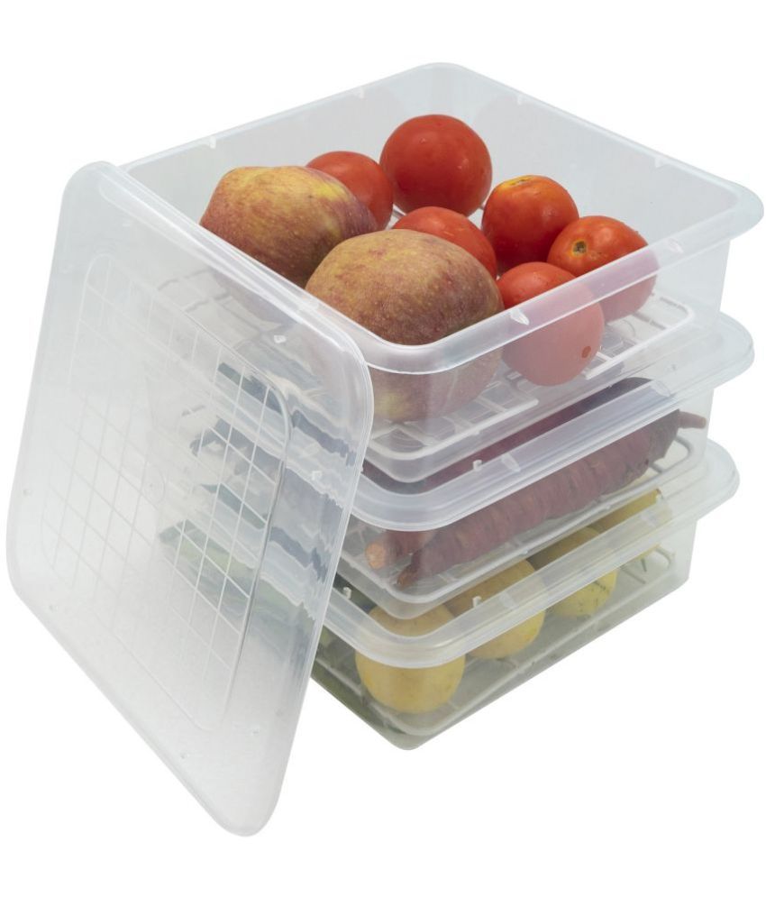     			EagleWell Fridge Container Plastic Transparent Food Container ( Set of 3 )