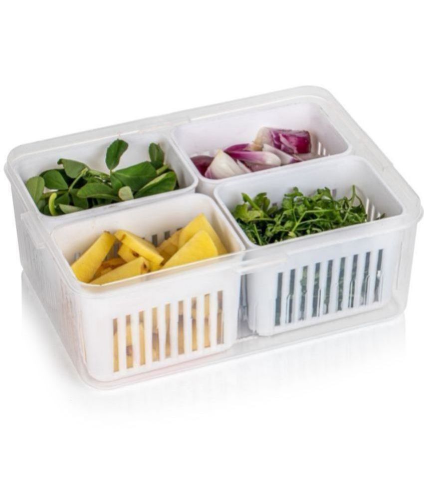    			HOMETALES Food/Vegetable/Fruit Plastic White Multi-Purpose Container ( Set of 1 )