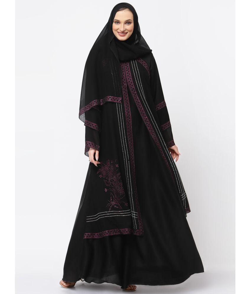     			Klotthe Black Polyester Unstitched Burqas without Hijab - Single