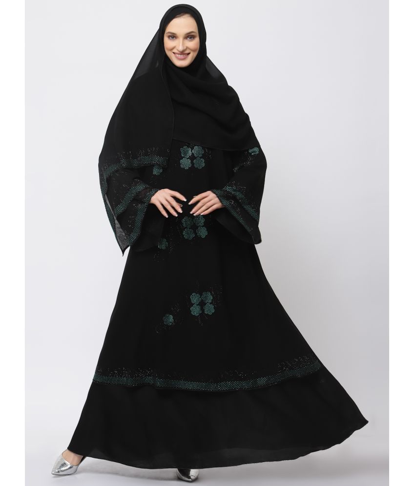     			Klotthe Black Polyester Unstitched Burqas without Hijab - Single