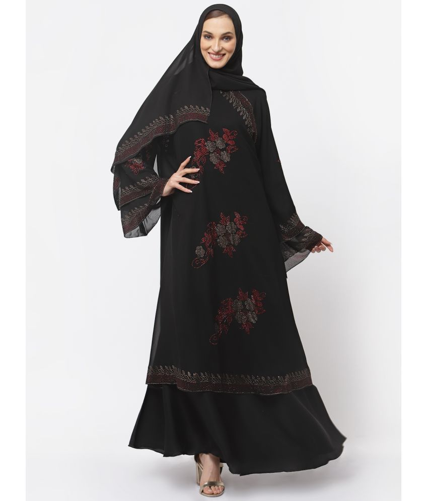     			Klotthe Black Polyester Unstitched Burqas without Hijab - Single