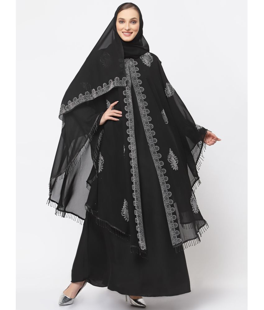     			Klotthe Black Polyester Unstitched Burqas without Hijab - Single