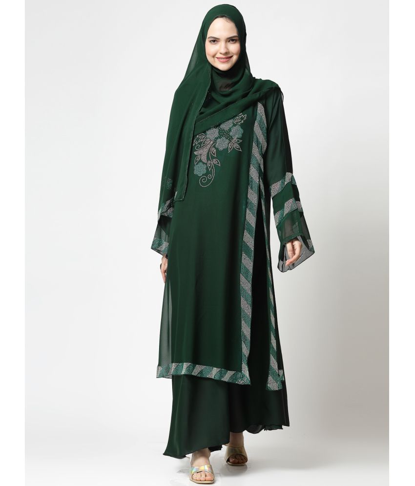     			Klotthe Green Polyester Unstitched Burqas without Hijab - Single