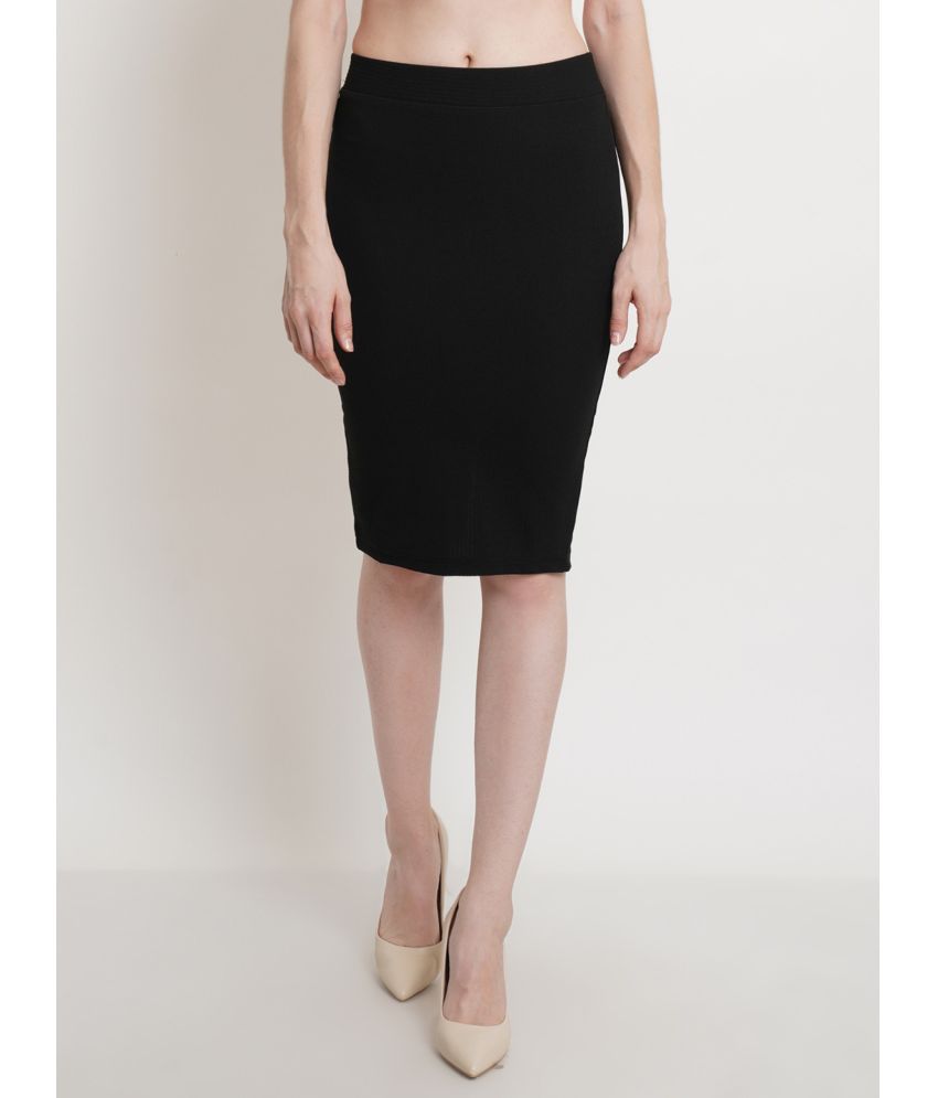     			POPWINGS Black Polyester Women's Straight Skirt ( Pack of 1 )