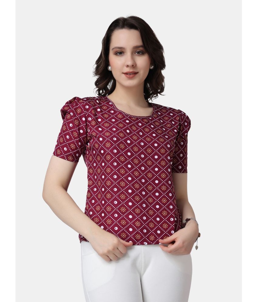     			POPWINGS Maroon Polyester Women's Regular Top ( Pack of 1 )