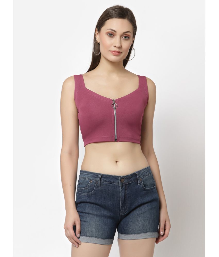     			POPWINGS Pink Polyester Women's Crop Top ( Pack of 1 )