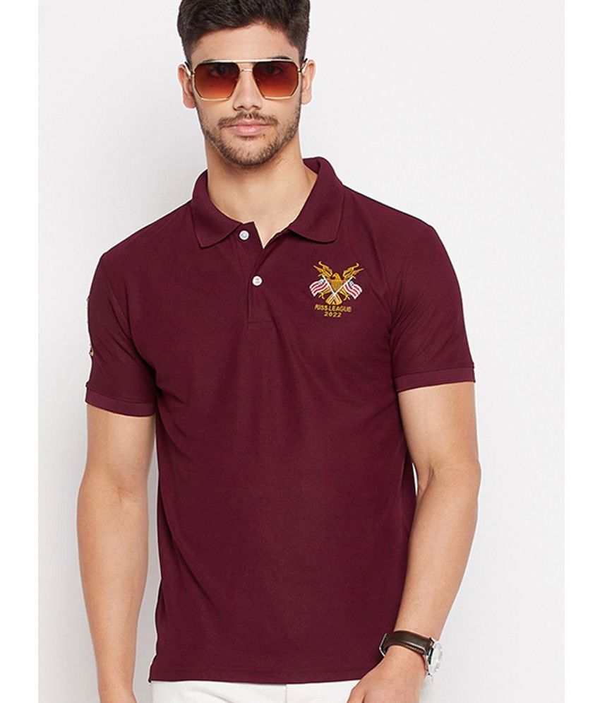     			Riss Pack of 1 Polyester Regular Fit Embroidered Half Sleeves Men's Polo T Shirt ( Maroon )