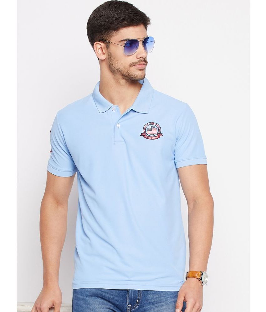     			Riss Polyester Regular Fit Embroidered Half Sleeves Men's Polo T Shirt - Sky Blue ( Pack of 1 )