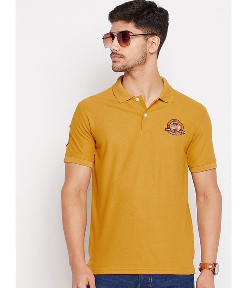     			Riss Cotton Blend Regular Fit Solid Half Sleeves Men's Polo T Shirt - Mustard ( Pack of 1 )