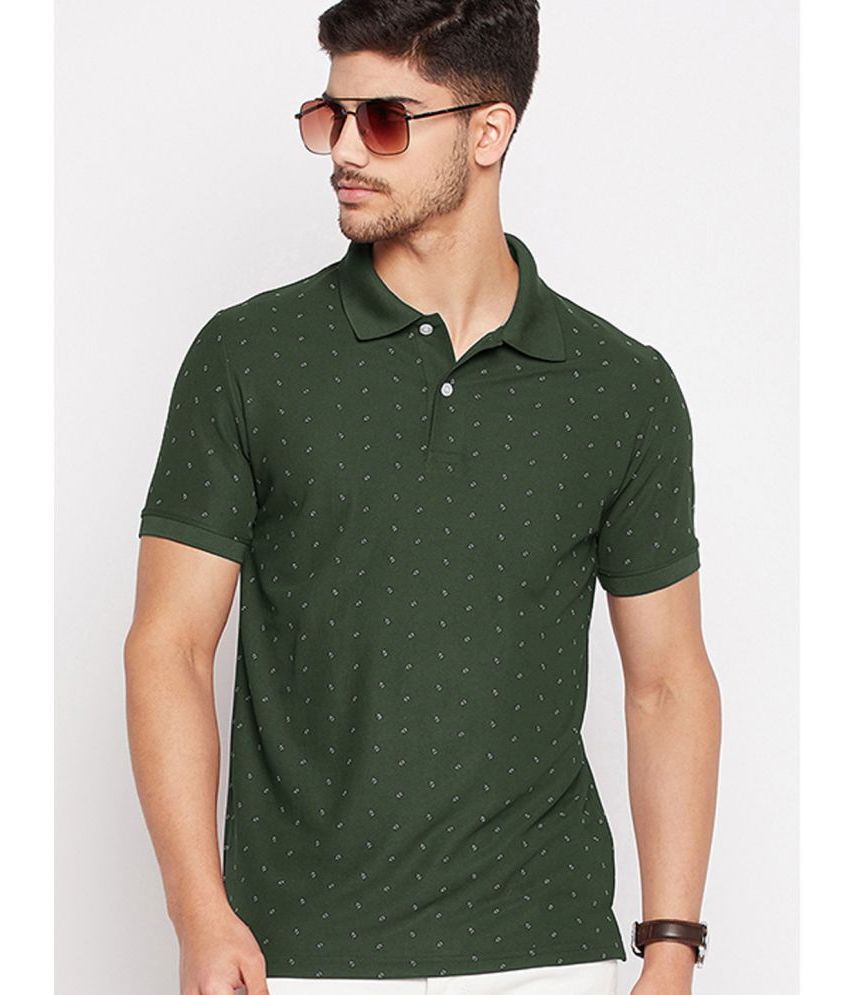     			Riss Polyester Regular Fit Printed Half Sleeves Men's Polo T Shirt - Olive ( Pack of 1 )