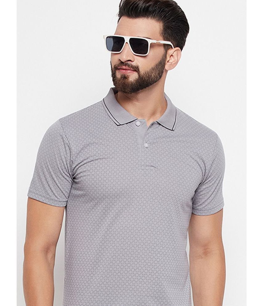     			Riss Polyester Regular Fit Printed Half Sleeves Men's Polo T Shirt - Grey ( Pack of 1 )