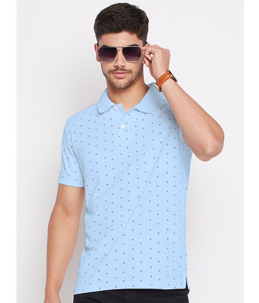     			Riss Polyester Regular Fit Printed Half Sleeves Men's Polo T Shirt - Blue ( Pack of 1 )