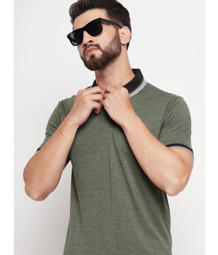     			Riss Polyester Regular Fit Self Design Half Sleeves Men's Polo T Shirt - Olive ( Pack of 1 )