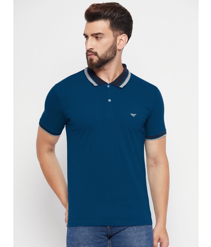     			Riss Polyester Regular Fit Solid Half Sleeves Men's Polo T Shirt - Blue ( Pack of 1 )