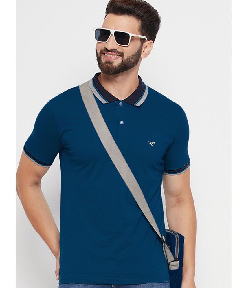     			Riss Polyester Regular Fit Solid Half Sleeves Men's Polo T Shirt - Blue ( Pack of 1 )