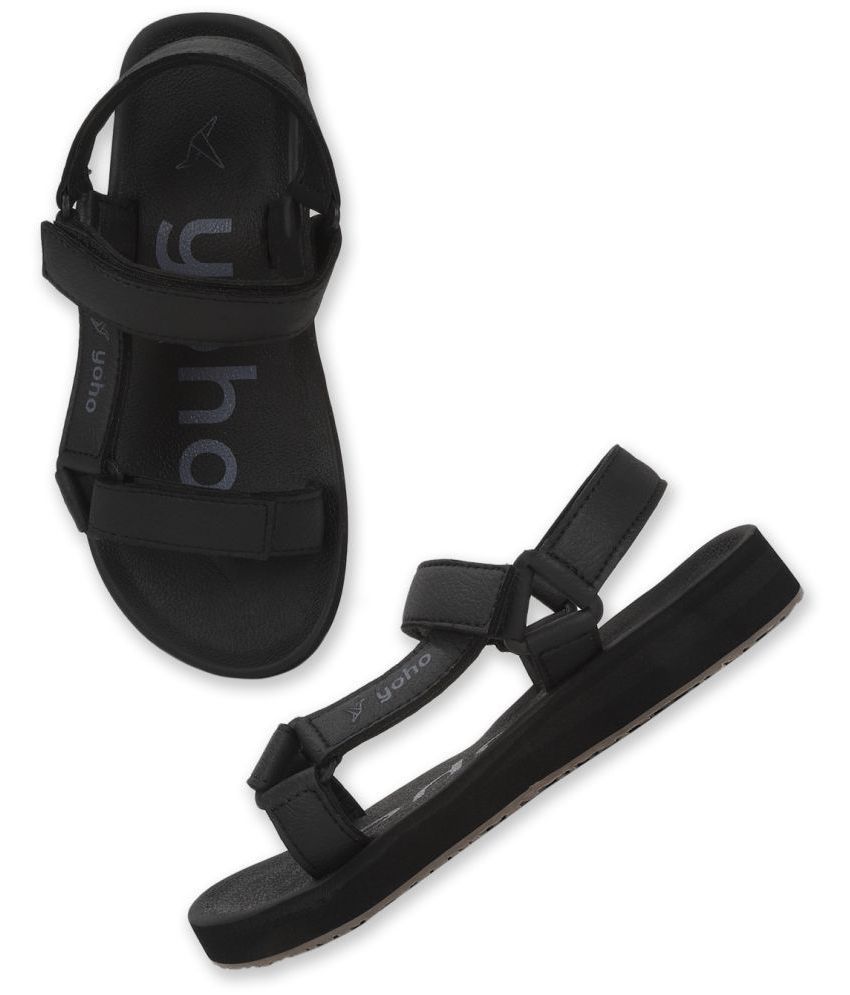     			Yoho Black Floater Sandals