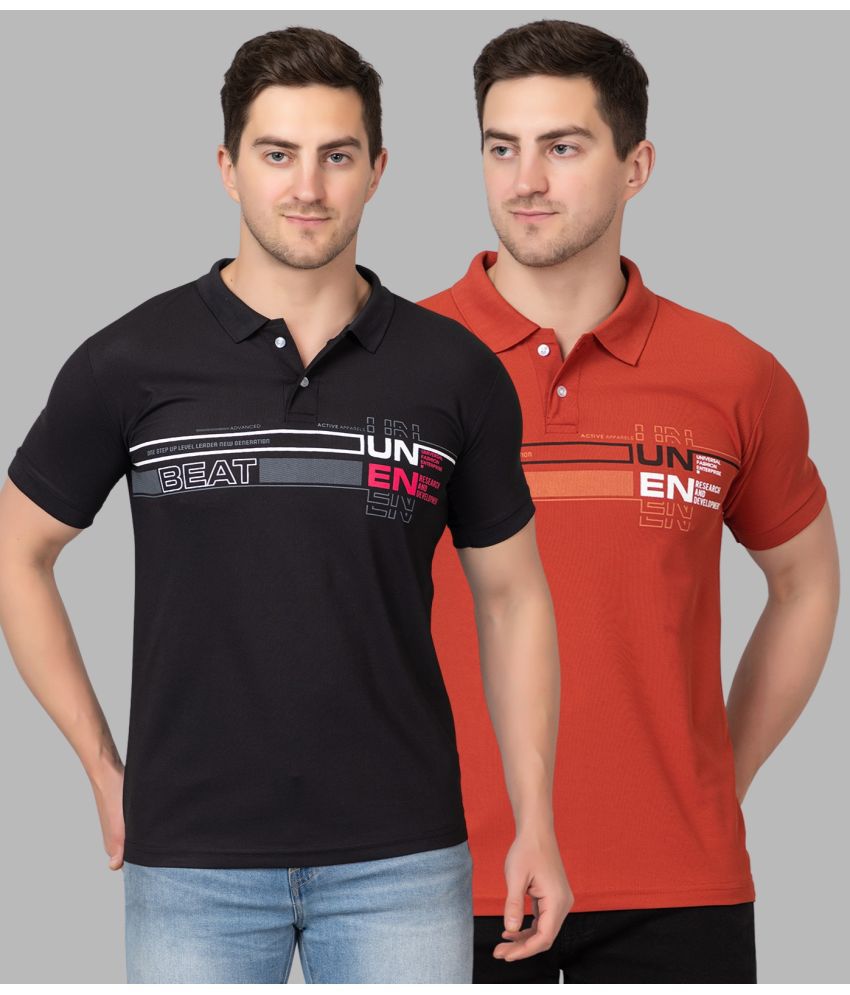     			Zeffit Polyester Regular Fit Printed Half Sleeves Men's Polo T Shirt - Multicolor ( Pack of 2 )