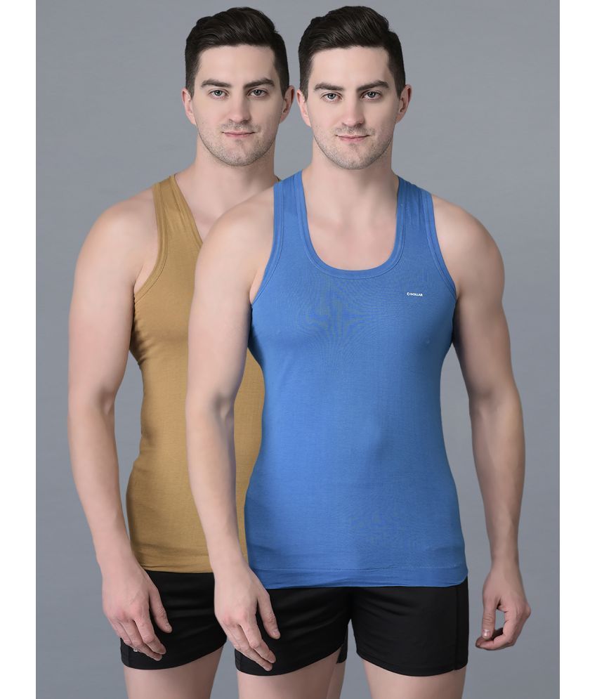     			Pack of 2 Dollar Bigboss Assorted Solid Cotton Blend Men Vest