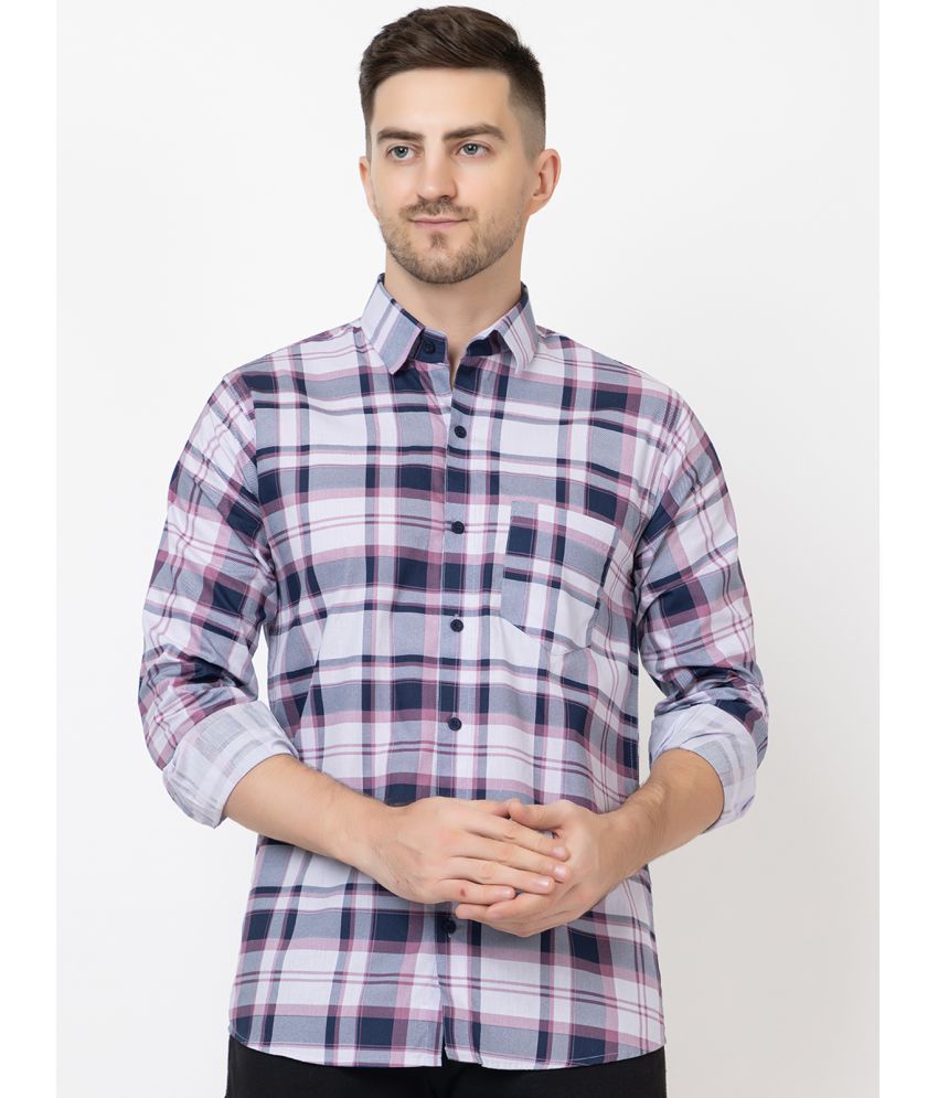     			FREKMAN 100% Cotton Regular Fit Checks Full Sleeves Men's Casual Shirt - Purple ( Pack of 1 )