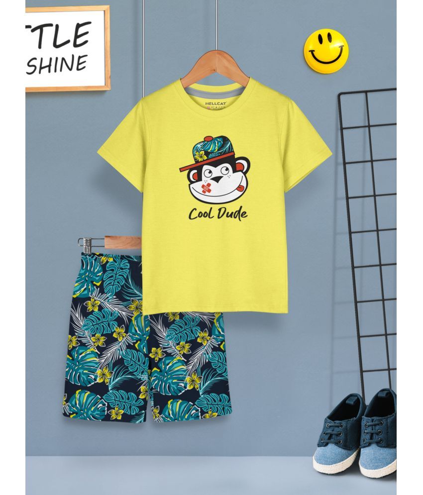     			HELLCAT Pack of 1 Boys Cotton Blend T-Shirt & Shorts ( Yellow )