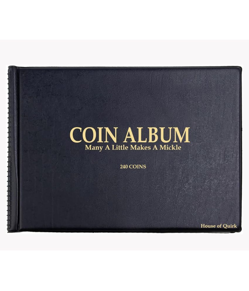     			House of Quirk 240 Pockets Coin Holder Collection Coin Storage Album Book for Collectors, Money Penny Pocket (Black)