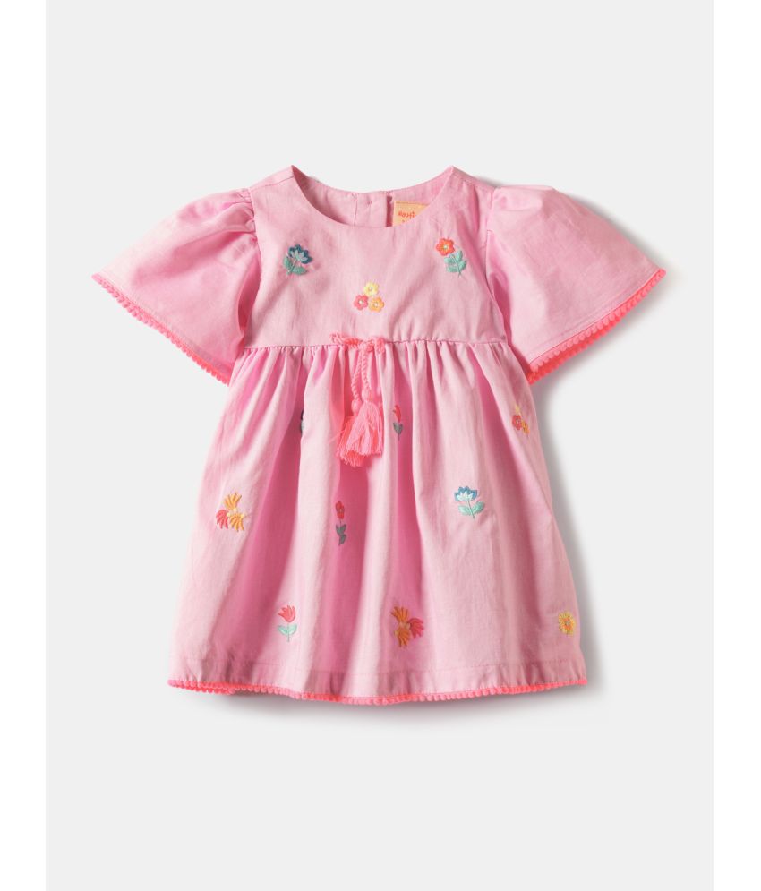     			Nauti Nati Pink Cotton Baby Girl Dress ( Pack of 1 )