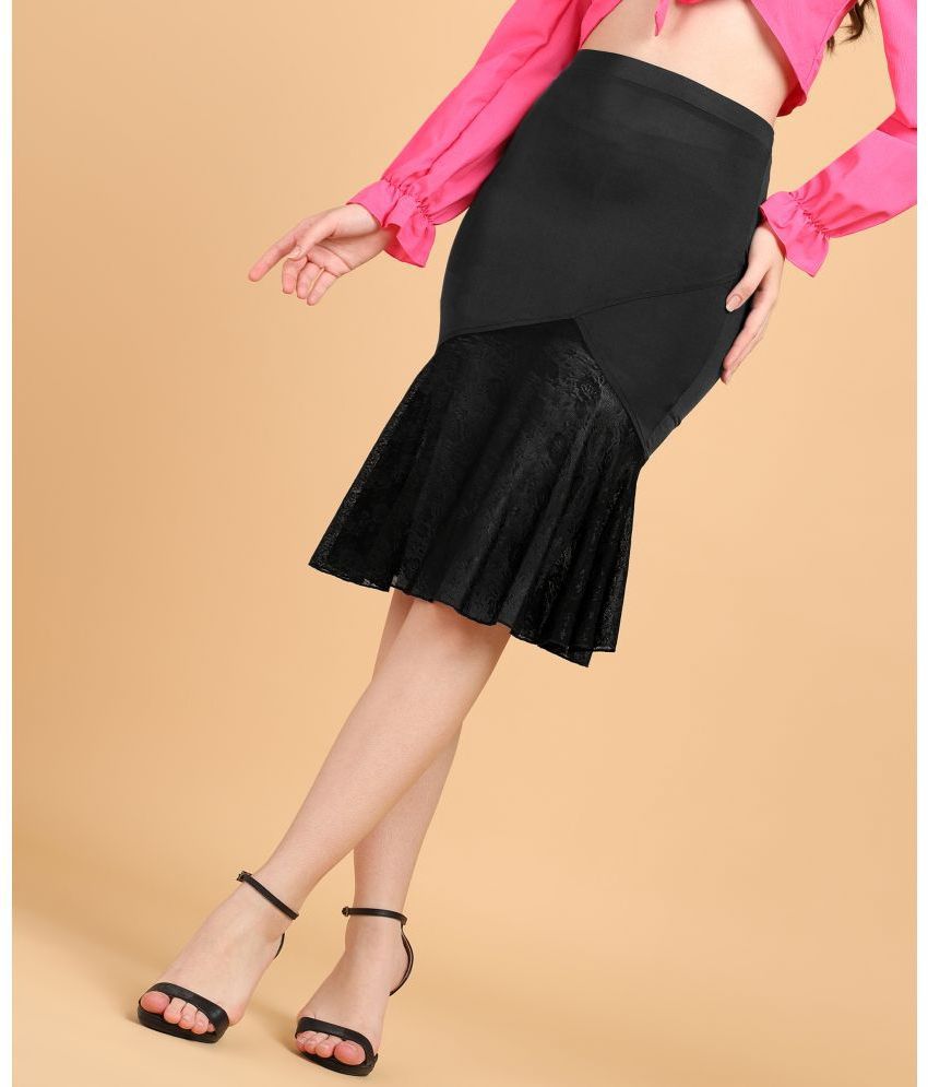     			POPWINGS Black Polyester Women's A-Line Skirt ( Pack of 1 )