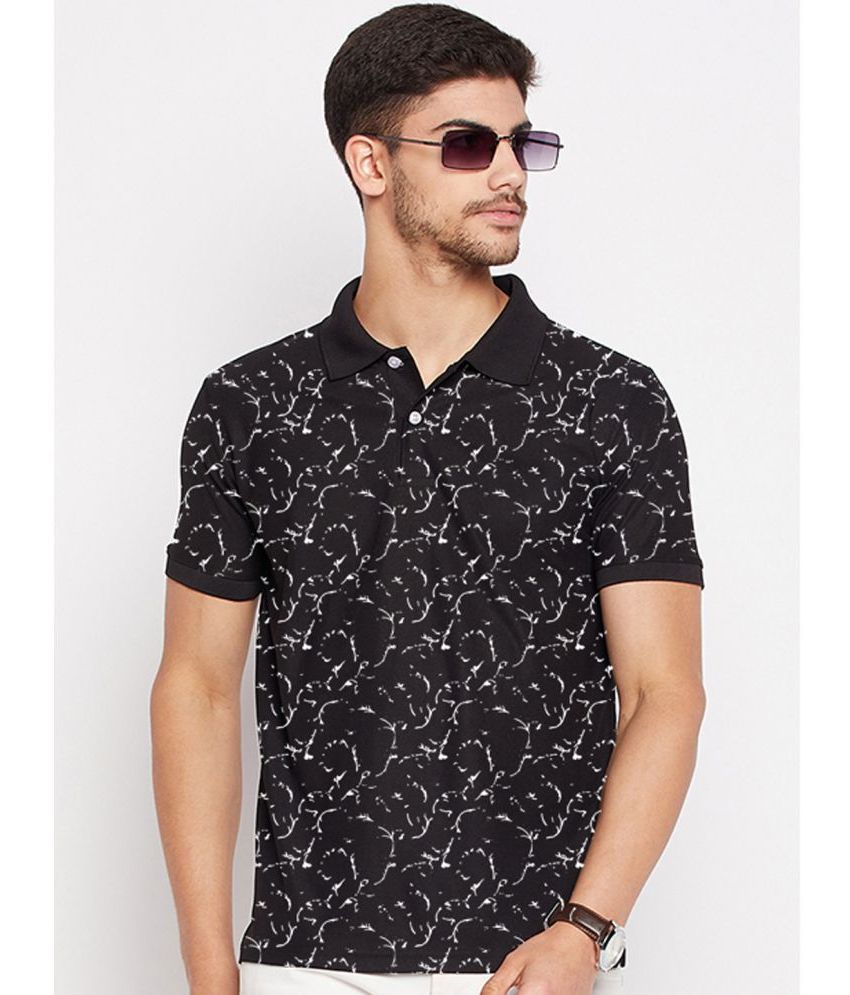    			Riss Polyester Regular Fit Printed Half Sleeves Men's Polo T Shirt - Black ( Pack of 1 )