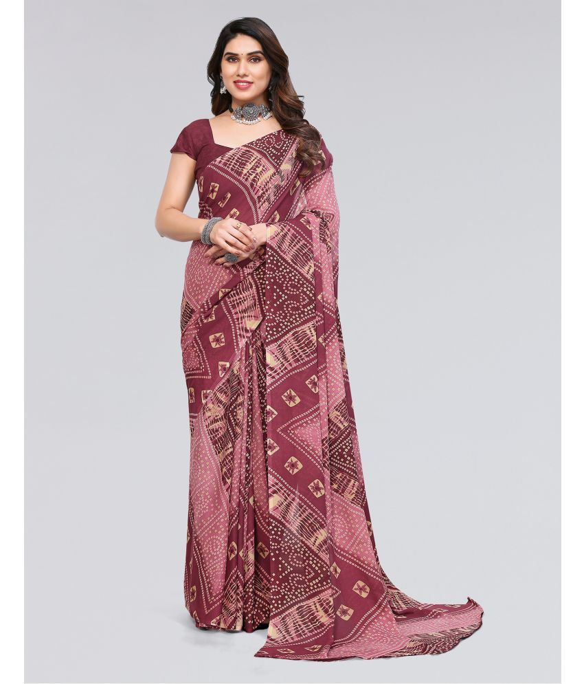     			Samah Georgette Printed Saree With Blouse Piece - Pink ( Pack of 1 )