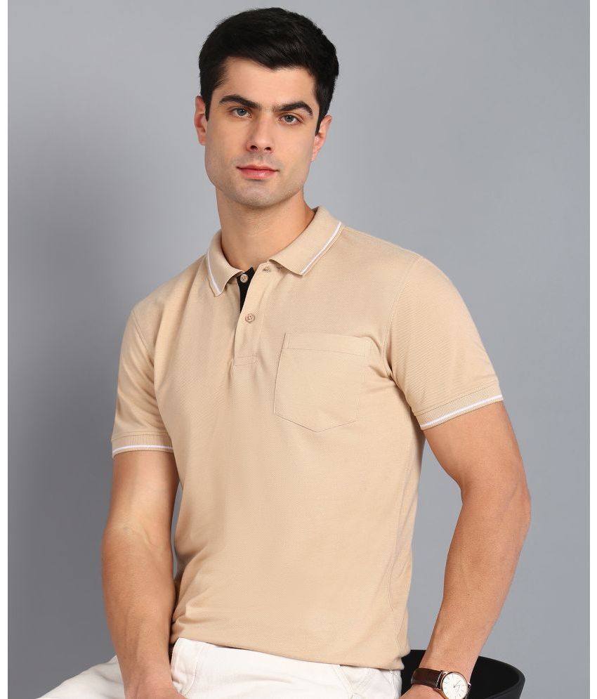     			XFOX Cotton Blend Regular Fit Solid Half Sleeves Men's Polo T Shirt - Beige ( Pack of 1 )