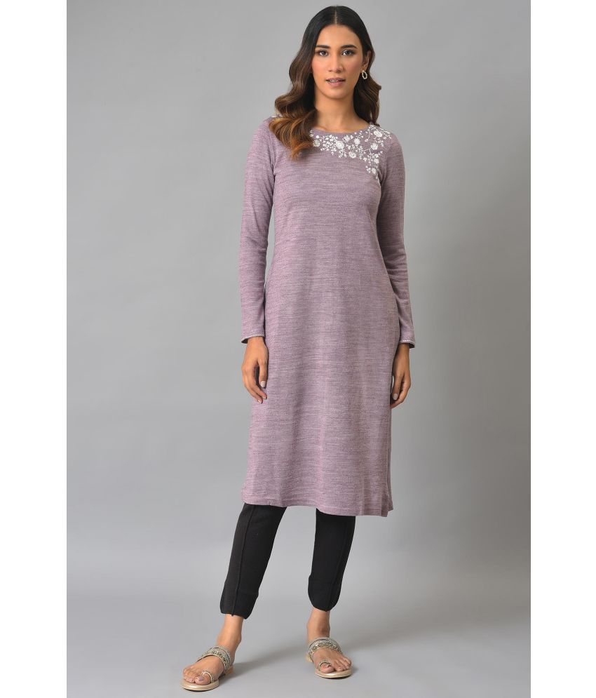     			W Acrylic Printed Straight Women's Kurti - Purple ( Pack of 1 )