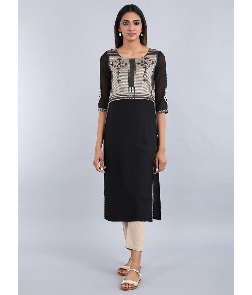     			W Cotton Blend Solid Straight Women's Kurti - Black ( Pack of 1 )