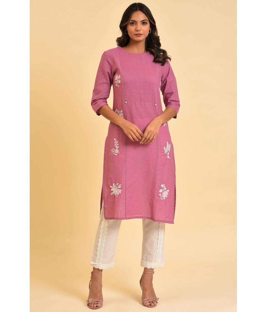     			W Cotton Solid Straight Women's Kurti - Pink ( Pack of 1 )